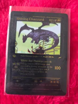 Pokemon Shining Charizard BLACK Foil Fan Art Collector Card - 100 HP - Image 1