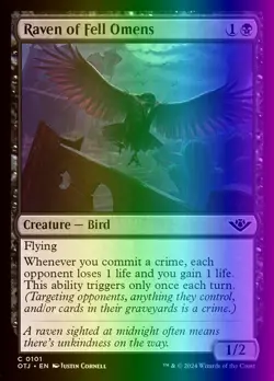 MTG Raven of Fell Omens (101/441) Outlaws of Thunder Junction LP FOIL - Image 1