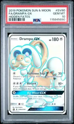 DRAMPA GX #SV80 PSA 10 • 2019 Pokemon Sun & Moon Hidden Fates FA GEM MINT - Image 1