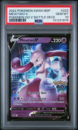 2022 POKEMON SWSH BLACK STAR PROMO POKEMON GO V BATTLE DECK #223 MEWTWO V PSA 10 - Image 1