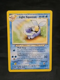 Pokemon Light Vaporeon 52/105 Neo Destiny Regular 2000 Kagemaru Himeno 80 HP - Image 1