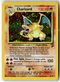 Charizard ⭐ 4/130 Holo Rare Base Set 2 2000 Pokemon LP - Image 1