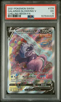 2021 POKEMON SWORD & SHIELD CHILLING REIGN FULL ART/GALARIAN SLOWKING V PSA 5 - Image 1