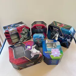 Pokemon Tin Lot of 6 Assorted Sizes Empty Metal Tin Card Storage - Image 1