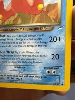 Pokemon TCG Dark Octillery Neo Destiny Card 62/105 Unlimited Common - Image 3