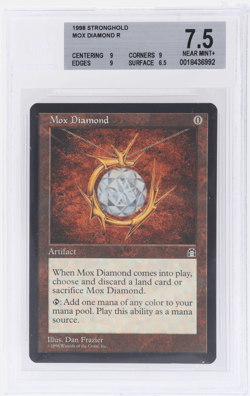 1998 Magic the Gathering Stronghold Mox Diamond #138 BGS 7.5 - Image 1