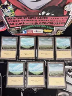 7X MTG Plains Japanese FBB 4th Edition 1996 MP LOT MAGIC THE GATHERING - Image 1