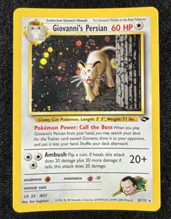 Giovanni's Persian 8/132 Gym Challenge Holo Rare Unlimited WOTC Pokemon - LP - Image 1
