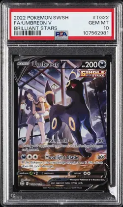 2022 POKEMON SWORD & SHIELD BRILLIANT STARS #TG22 FULL ART/UMBREON V PSA 10 - Image 1