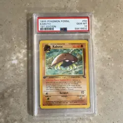 Pokemon 1999 Fossil Kabuto 1st Edition PSA 10 #50/62 Regular - Image 1