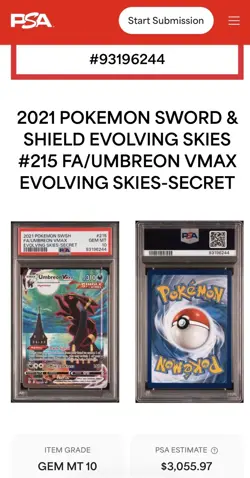 Pokemon Umbreon VMAX 215/203 Evolving Skies Alt Art PSA 10 Gem Mint - Image 3