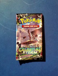 Pokemon Sun & Moon TCG Celestial Storm EMPTY Booster Pack - Image 1