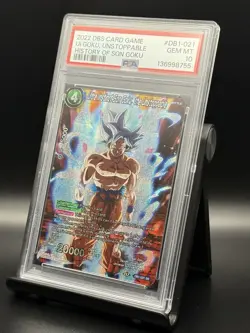 2022 DBS CARD GAME HISTORY OF SON GOKU #DB1-021 UI GOKU, UNSTOPPABLE PSA 10 - Image 2