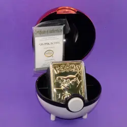 Pokemon 1999 23k Gold Plated Trading Card Burger King Promo COA - PIKACHU #25 - Image 1