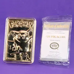 Pokemon 1999 23k Gold Plated Trading Card Burger King Promo COA - PIKACHU #25 - Image 3