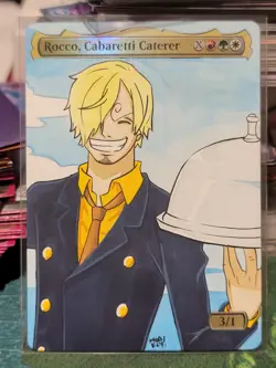Hand Painted Ink'd Sanji One Piece Rocco, Cabaretti Caterer Modfly Alters - Image 1