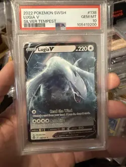 Lugia V #138/195 Pokemon TCG 2022 Ultra Rare Silver Tempest GEM MT PSA 10 - Image 1