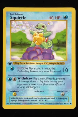 Pokemon Card - 1st Edition Squirtle - Base Set (Shadowless) 63/102 - Image 2