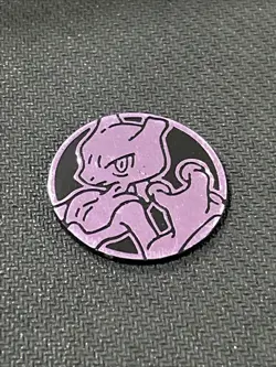 Official Pokemon Trading Card Game TCG Plastic Purple Mewtwo Coin - Image 1