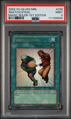 SNATCH STEAL Yugioh 2002 Magic Ruler 1st Ed MRL-036 English NA Card PSA 9 - Image 1