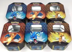 6 x Pokemon Empty Tins | Hidden Fates | Storage | No Cards / Empty - Image 1