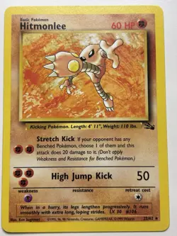 Hitmonlee 22/62 Pokemon TCG WOTC Base Set Fossil Non Holo LP - Image 1