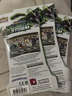 POKEMON TCG SUN & MOON CELESTIAL STORM SEALED BOOSTER Sleeved 3 PACKS - Image 2