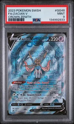 2023 POKEMON SWORD & SHIELD CROWN ZENITH #GG48 FULL ART/ZACIAN V PSA 9 - Image 1
