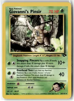 Giovanni's Pinsir ⭐ 24/132 Rare Gym Challenge 2000 Pokemon LP - Image 1