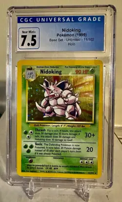 1999 Pokemon base set unlimited Holo Nidoking #11/102 CGC 7.5 - Image 1