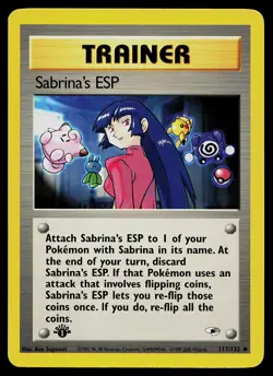Pokemon Card - Sabrina's ESP Gym Heroes 117/132 Uncommon 1st Edition - Image 1