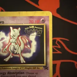 Mewtwo Pokemon Promo The First Movie Card #3 with a Kids WB Stamp Look - Image 3