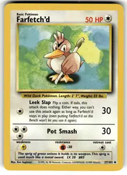 Base Set Pokemon TCG Farfetch'd 27/102 Unlimited NM - Image 1