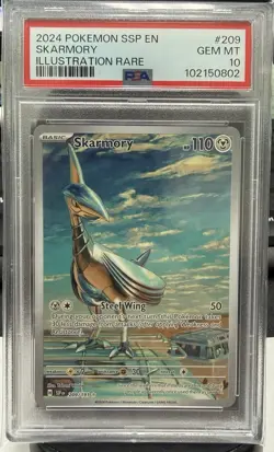 2024 POKEMON SSP EN-SURGING SPARKS ILLUSTRATION RARE #209 SKARMORY PSA 10 - Image 1