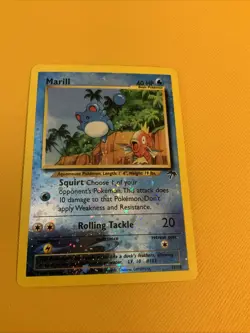 Pokemon Marill 11/18 card Southern Islands reverse Holo Swirl - Image 1