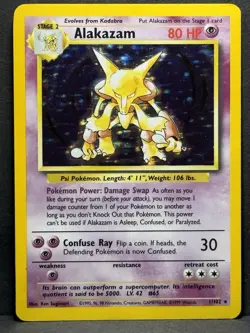Pokemon Alakazam TCG 1/102 Base Set Holo Rare Unlimited MP - Image 1