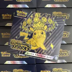 (10) Surging Sparks Elite Trainer Box’s SEALED CASE - Pokemon SV08 - Image 1