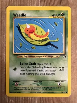 1x - Weedle - 70/75 - Common - Unlimited Edition DMG, English Pokemon Neo Disc - Image 1