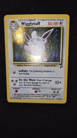 Pokemon TCG Wigglytuff 19/130 Base Set 2 Holo Rare Vintage WOTC SWIRL MP - Image 1