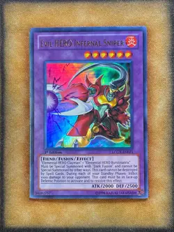 Yugioh Evil HERO Infernal Sniper LCGX-EN071 Ultra Rare 1st Ed LP - Image 1