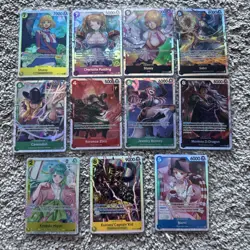 One Piece TCG SR lot Near Mint 11 Cards - Nami, Sabo, Monkey, Roronoa Zoro - Image 1