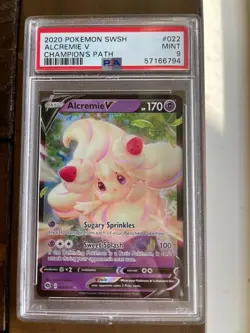 PSA 9 MINT Alcremie V 022/073 HOLO RARE Champion's Path Pokemon Card - Image 1