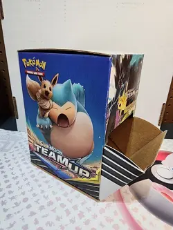Pokemon Sun and Moon Team Up 3 Card Dollar Store Booster Pack Empty Display Box - Image 1