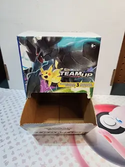 Pokemon Sun and Moon Team Up 3 Card Dollar Store Booster Pack Empty Display Box - Image 2