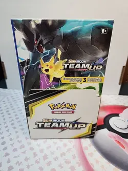 Pokemon Sun and Moon Team Up 3 Card Dollar Store Booster Pack Empty Display Box - Image 3