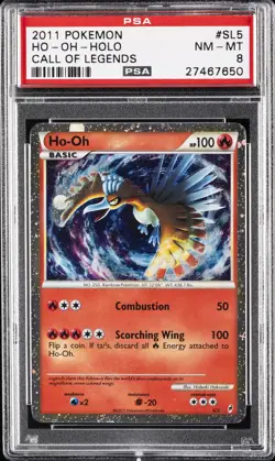 2011 POKEMON CALL OF LEGENDS #SL5 HO-OH-HOLO PSA 8 - Image 1