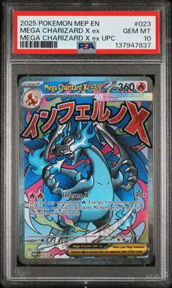 2025 POKEMON MEP EN-ME BLACK STAR PROMO #023 MEGA CHARIZARD X EX PSA 10 - Image 1