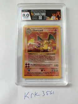 HGA 8 Shadowless Charizard Pokemon Base Set 4/102 Holo Near Mint-Mint NM-MT PSA - Image 1