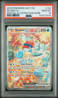2025 POKEMON WHT EN-WHITE FLARE SPECIAL ILLUSTRATION RARE #167 KELDEO EX PSA 10 - Image 1