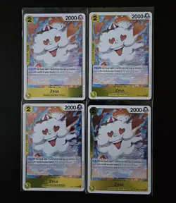 4x Zeus OP11-106 One Piece TCG A Fist of Divine Speed English R Foil Playset NM - Image 1
